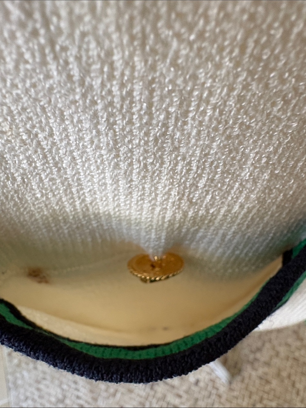 ST JOHN Cream Cardigan Sweater with Green & Black Trim - Picture 7 of 16